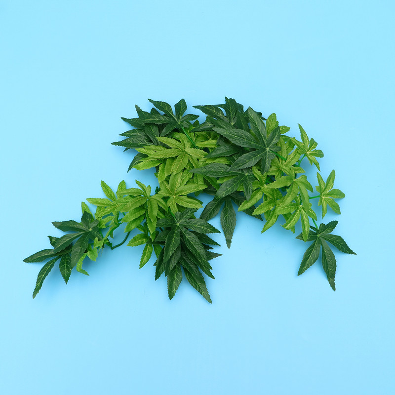 12 hüvelykes hüllőszimulációs növények terráriumi rattan és levelek tapadókoronggal díszítve