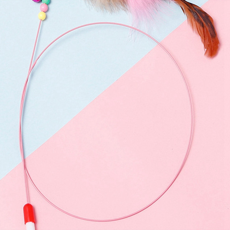 1 db macska ugrató pálcajáték interaktív vicces hernyó cica játék színes tollas játék macska Vicces pálca játék véletlenszerű színű