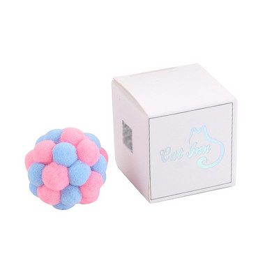 Legendog Cute Cat Pompom Ball Δίχρωμη Αστεία Διαδραστική βελούδινη μπάλα παιχνίδι για γάτες με προμήθειες για κατοικίδια Bell Μπομπονιέρες για γάτες