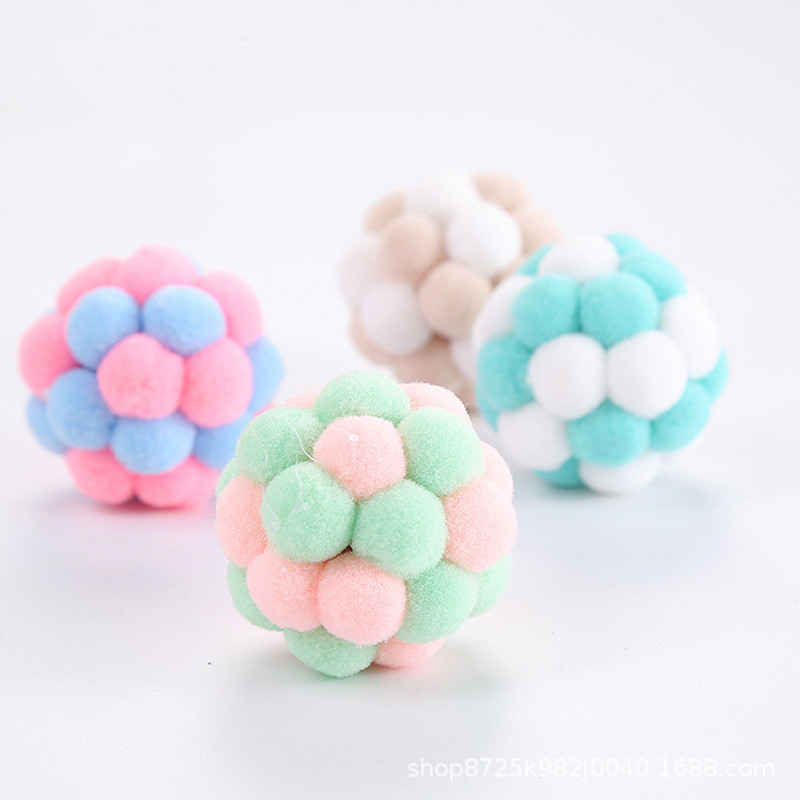 Legendog Cute Cat Pompom Ball Δίχρωμη Αστεία Διαδραστική βελούδινη μπάλα παιχνίδι για γάτες με προμήθειες για κατοικίδια Bell Μπομπονιέρες για γάτες