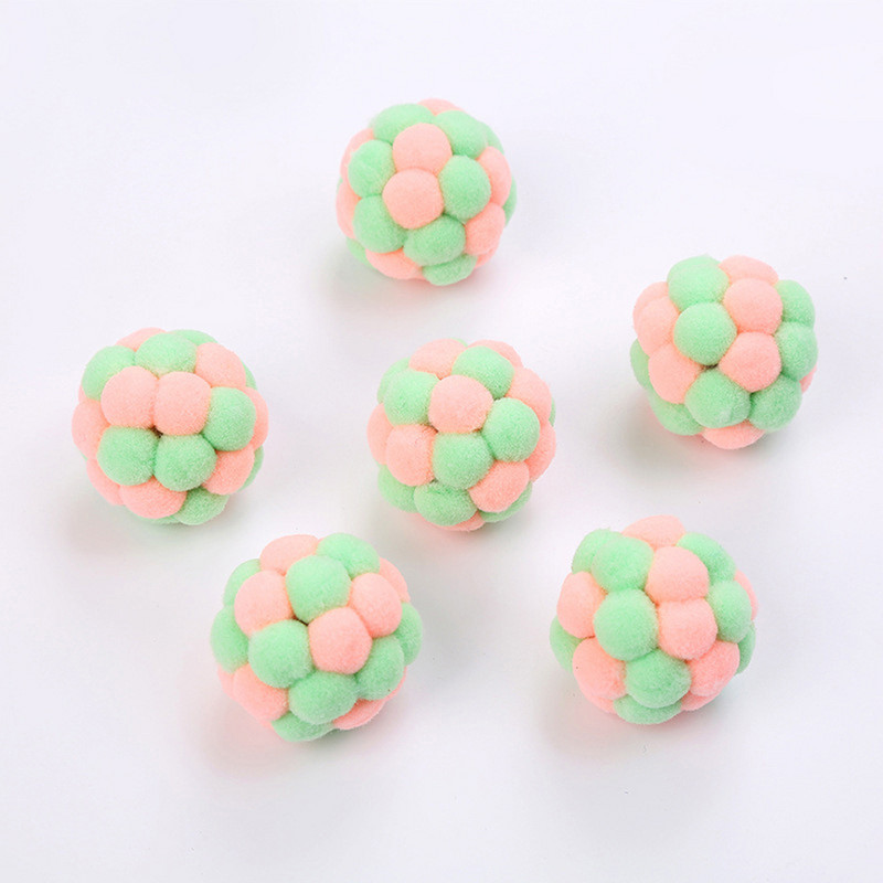 Legendog Cute Cat Pompom Ball Δίχρωμη Αστεία Διαδραστική βελούδινη μπάλα παιχνίδι για γάτες με προμήθειες για κατοικίδια Bell Μπομπονιέρες για γάτες