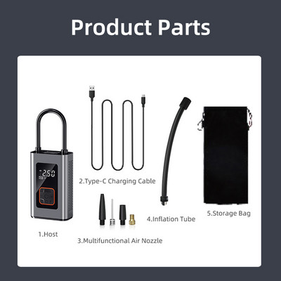 Autós légkompresszor gumiabroncs elektromos vezeték nélküli felfújó digitális nyomásmérő 150psi, bővíthető hordozható mini vezeték nélküli légszivattyú