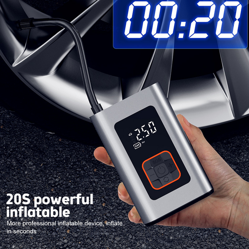 Autós légkompresszor gumiabroncs elektromos vezeték nélküli felfújó digitális nyomásmérő 150psi, bővíthető hordozható mini vezeték nélküli légszivattyú