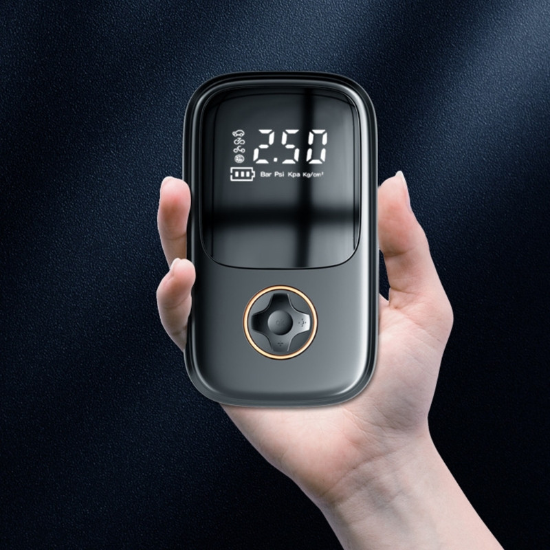 Autós légkompresszor mini-hordozható vezeték nélküli digitális elektromos felfújó szivattyú, felfújható autó motorkerékpár gumiabroncshoz 120 W