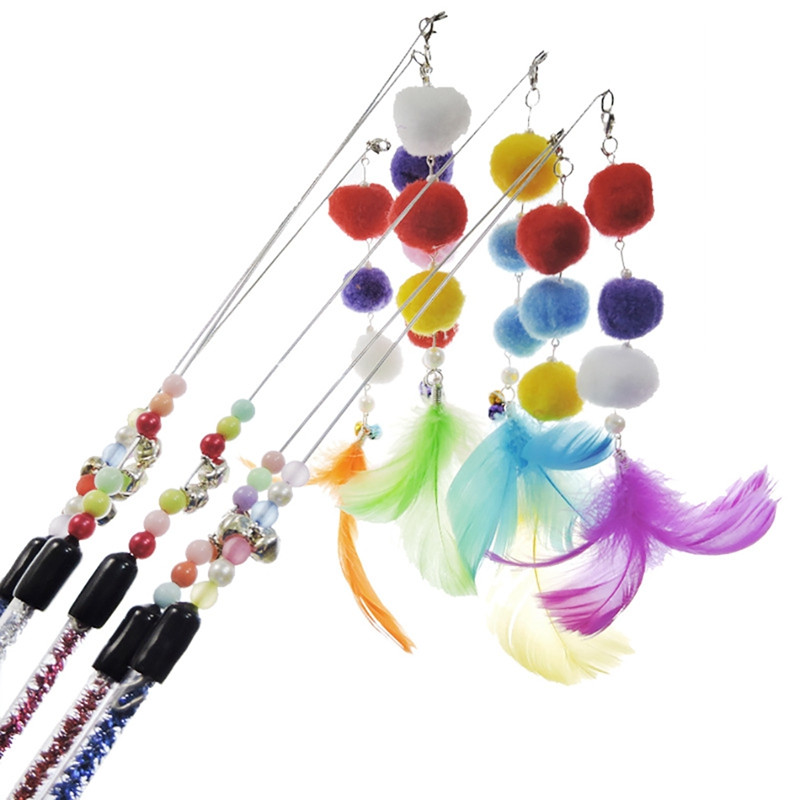 Legendog 1db macskajáték áltoll macska ugrató játék Pom Pom csengő móka cica pálca játék kisállat interaktív játék macska kedvencek kisállat kellékek