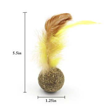 Legendog 1 τμχ Γάτα Catnip Ball Διαδραστική Faux Feather Παιχνίδι γάτας Molar Ball Cat Grass Supplies Προμήθειες Cat Chew Ball Cat