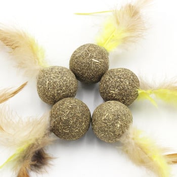 Legendog 1 τμχ Γάτα Catnip Ball Διαδραστική Faux Feather Παιχνίδι γάτας Molar Ball Cat Grass Supplies Προμήθειες Cat Chew Ball Cat