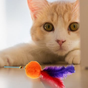 Γάτα Παιχνίδι Αστέρι μπάλα Φτερό Υλικό Ελαφρύ Αφρώδες Μπάλα κυνηγώντας Ραβδί Παιχνίδι Αστεία Διαδραστικά Λούτρινα Παιχνίδι Κουδούνι Teaser Stick Προμήθειες για κατοικίδια