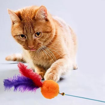 Играчка за котка Star Ball Feather Material Лека пяна Ball Chasing Wand Toy Забавна интерактивна плюшена играчка Bell Toy Teaser Stick Pet Pet Apps