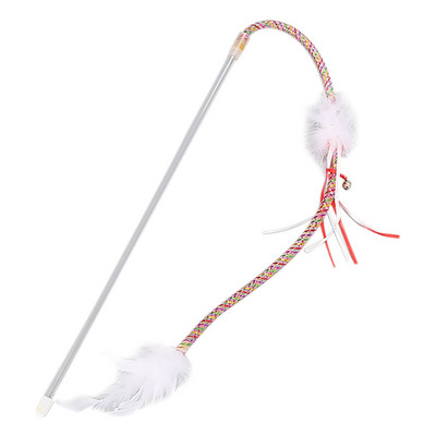 1 DB macskapálca játék interaktív vicces tollpálca, macska kötekedő pálca egérketrec játékok műanyag mesterséges, színes rúd macskakellékek