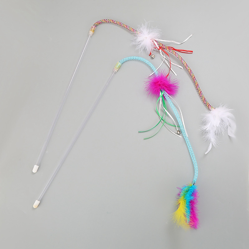 1 DB macskapálca játék interaktív vicces tollpálca, macska kötekedő pálca egérketrec játékok műanyag mesterséges, színes rúd macskakellékek
