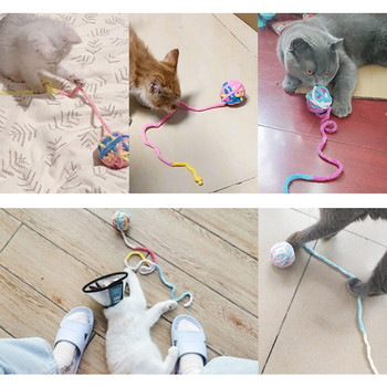 Πολύχρωμο παιχνίδι μαλλί για μπάλα γάτας Διαδραστικό αστείο παιχνίδι γατούλα πομ πομ γατάκι Παιχνίδι παιχνίδι με μπάλα κατοικίδιο ζώο γάτας με τροφοδοτικό για κατοικίδια