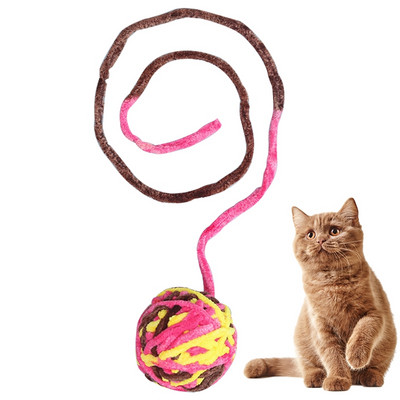 Színes macska labdajáték gyapjú interaktív vicces macska pom pom játék cica játék Ball Pet Cat Ball Teaser játékok Bell Pet Supply