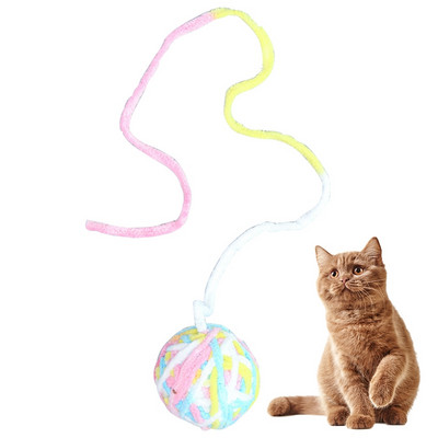 Színes macska labdajáték gyapjú interaktív vicces macska pom pom játék cica játék Ball Pet Cat Ball Teaser játékok Bell Pet Supply