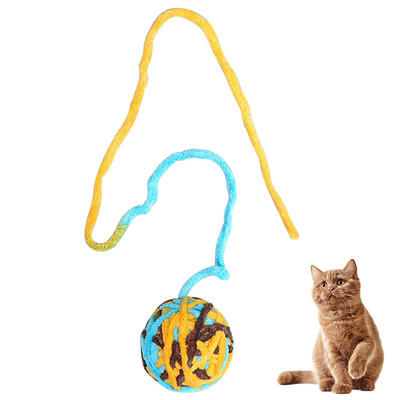 Színes macska labdajáték gyapjú interaktív vicces macska pom pom játék cica játék Ball Pet Cat Ball Teaser játékok Bell Pet Supply