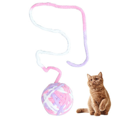 Színes macska labdajáték gyapjú interaktív vicces macska pom pom játék cica játék Ball Pet Cat Ball Teaser játékok Bell Pet Supply