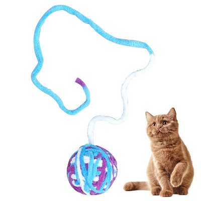 Színes macska labdajáték gyapjú interaktív vicces macska pom pom játék cica játék Ball Pet Cat Ball Teaser játékok Bell Pet Supply
