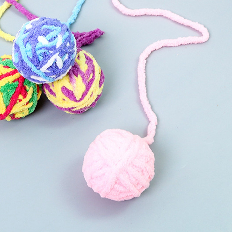 Színes macska labdajáték gyapjú interaktív vicces macska pom pom játék cica játék Ball Pet Cat Ball Teaser játékok Bell Pet Supply