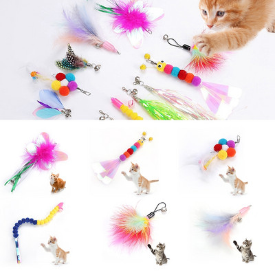 Multicolor Cat Teaser Wand Toy Interactive Pet Retractable Feather Bell Refill Zamjenski Stick Catcher Product for Kitten