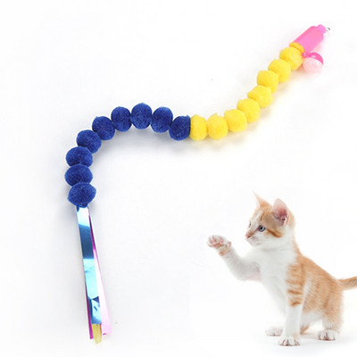 Többszínű macska ugrató pálcajáték interaktív kisállat behúzható tollas csengő utántöltő cserepálcafogó termék cicáknak