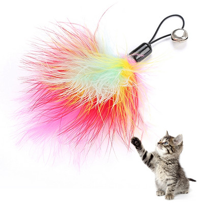 Többszínű macska ugrató pálcajáték interaktív kisállat behúzható tollas csengő utántöltő cserepálcafogó termék cicáknak