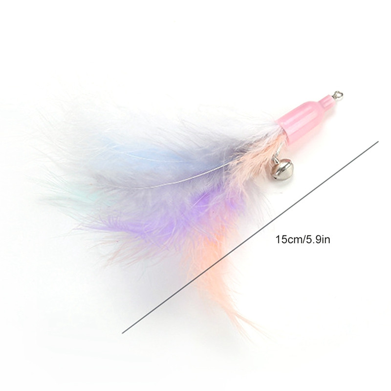 Többszínű macska ugrató pálcajáték interaktív kisállat behúzható tollas csengő utántöltő cserepálcafogó termék cicáknak