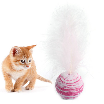 Macskajáték labda macskatoll kötekedő pálca golyós játék cicának Macska könnyű hab labdadobás Vicces interaktív plüssjáték kellékek