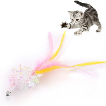 Многоцветна играчка за закачка за котка Резервна играчка за пълнене на пера Котешка пръчка Играчка за коте Котка се забавлява Упражнение Игра без пръчка