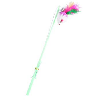 Legendog Pet Cat Bell The Dangle Faux Mouse Feather Rod Roped Funny Fun Playing Toy Funny Rod Wand Feather Stick Toy For Cat