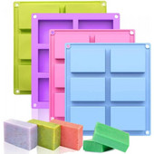 6 üreges szilikon szappanforma négyzet alakú téglalap alakú, kézzel készített szappanforma hordozható egyedi szappanforma készítő eszközök születésnapi ajándékok