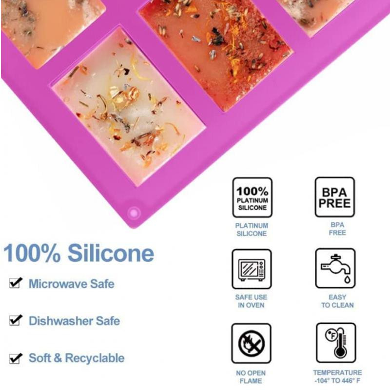 6 üreges szilikon szappanforma négyzet alakú téglalap alakú, kézzel készített szappanforma hordozható egyedi szappanforma készítő eszközök születésnapi ajándékok