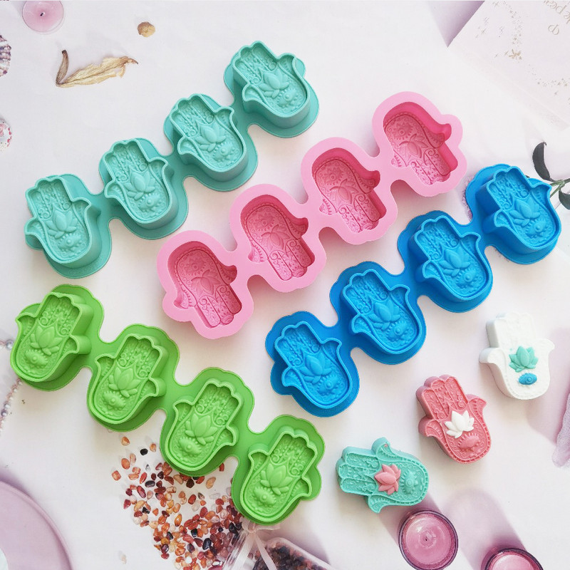 3D lótusz bergamott virág, kézzel készített szappan szilikon forma DIY kéz Fatima tortaforma gyertya kristály epoxi forma tortadísz