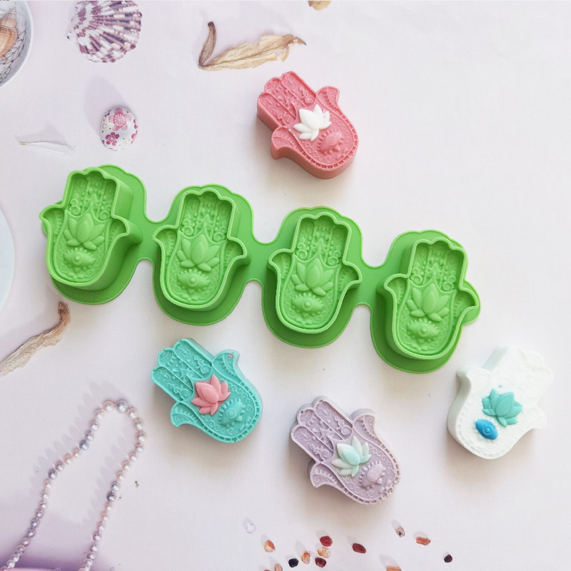 3D lótusz bergamott virág, kézzel készített szappan szilikon forma DIY kéz Fatima tortaforma gyertya kristály epoxi forma tortadísz