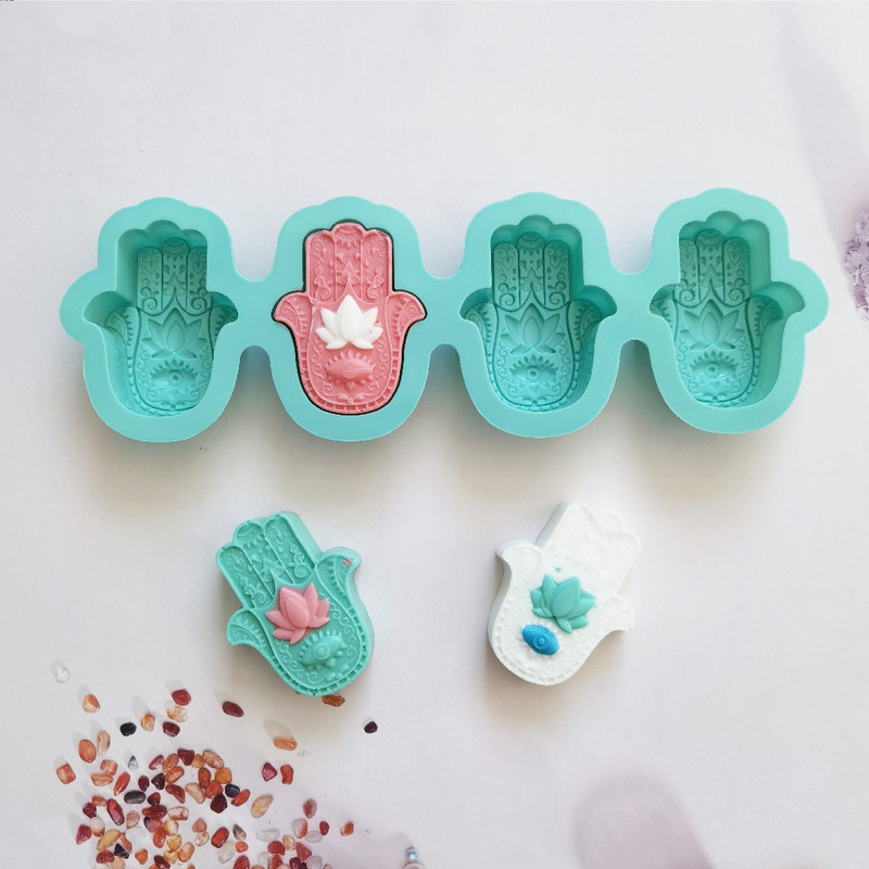 3D lótusz bergamott virág, kézzel készített szappan szilikon forma DIY kéz Fatima tortaforma gyertya kristály epoxi forma tortadísz