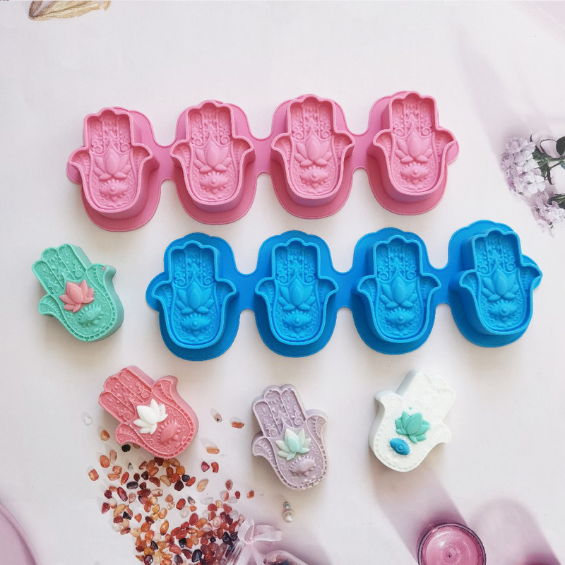 3D lótusz bergamott virág, kézzel készített szappan szilikon forma DIY kéz Fatima tortaforma gyertya kristály epoxi forma tortadísz