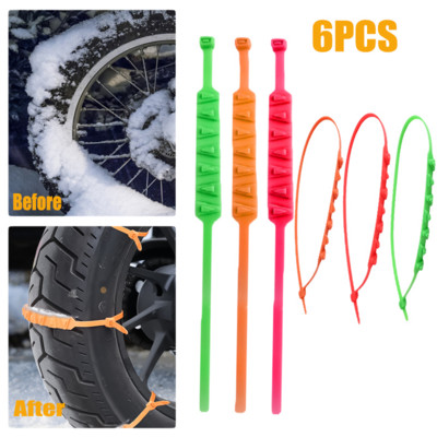 6pcs Anti-Skid Snow Chain Motorcycles Bicycles Wheels Tire Non-slip Snow Chains Anti-skid Cable Ties Road Safety Accessories