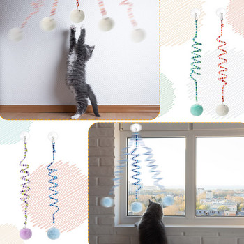Benepaw Spring Cat Toys Интерактивна разтегателна висяща врата Играчки за домашни любимци с дълга опашка със звънец Мека плюшена топка за игра на коте
