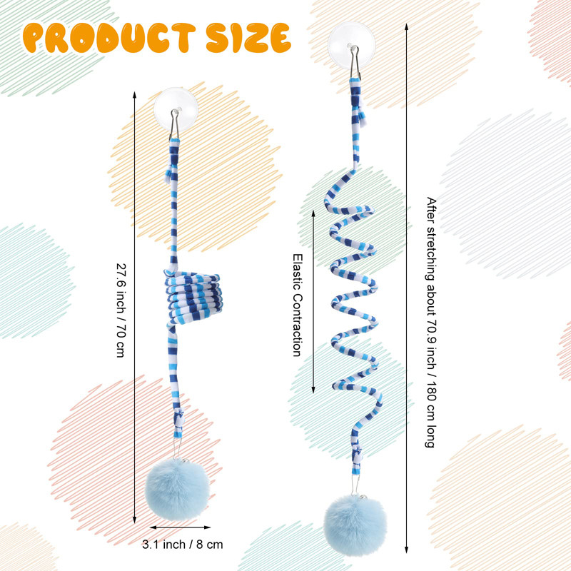 Benepaw tavaszi macskajátékok interaktív, nyújtható függőajtós hosszú farkú kisállatjátékok csengővel, puha plüsslabdával a cicajátékhoz
