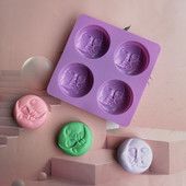 4 üreges szilikon szappanforma Félhold mosolygó arccal Szappankészítő öntőforma Házi készítésű lotion bár Fürdőbombák Polimer agyag forma