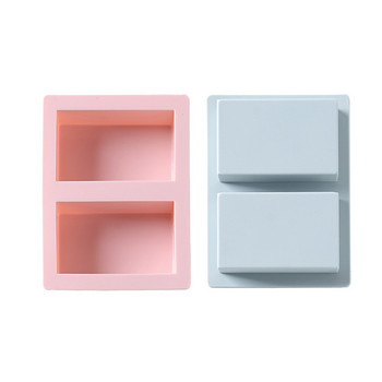 2 кухини 3D ръчно изработени силиконови форми за сапун Масажна терапия Бар Изработка на форми Инструменти Направи си сам Сапуни с правоъгълна форма Смола Занаяти