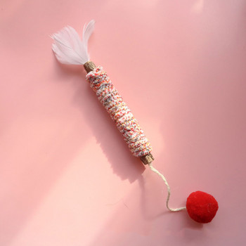 Natural Matatabi Pet Cat Snacks Sticks with Cotton Rope Wrapping Cleaning Tooth Interactive Cat Toys Silvervine Feather Pet Toy