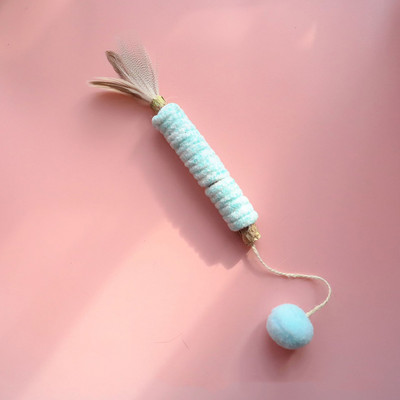 Természetes Matatabi kisállat macska rágcsálnivalók pamut kötéllel, tisztító fogakkal, interaktív macskajátékokkal, ezüst tollas kisállatjáték