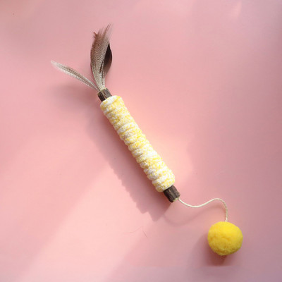 Természetes Matatabi kisállat macska rágcsálnivalók pamut kötéllel, tisztító fogakkal, interaktív macskajátékokkal, ezüst tollas kisállatjáték