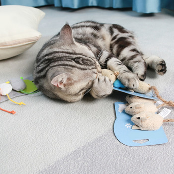 3x мишки играчки за котки плюшена мишка Play-Catch Интерактивна играчка за обучение за коте P15F