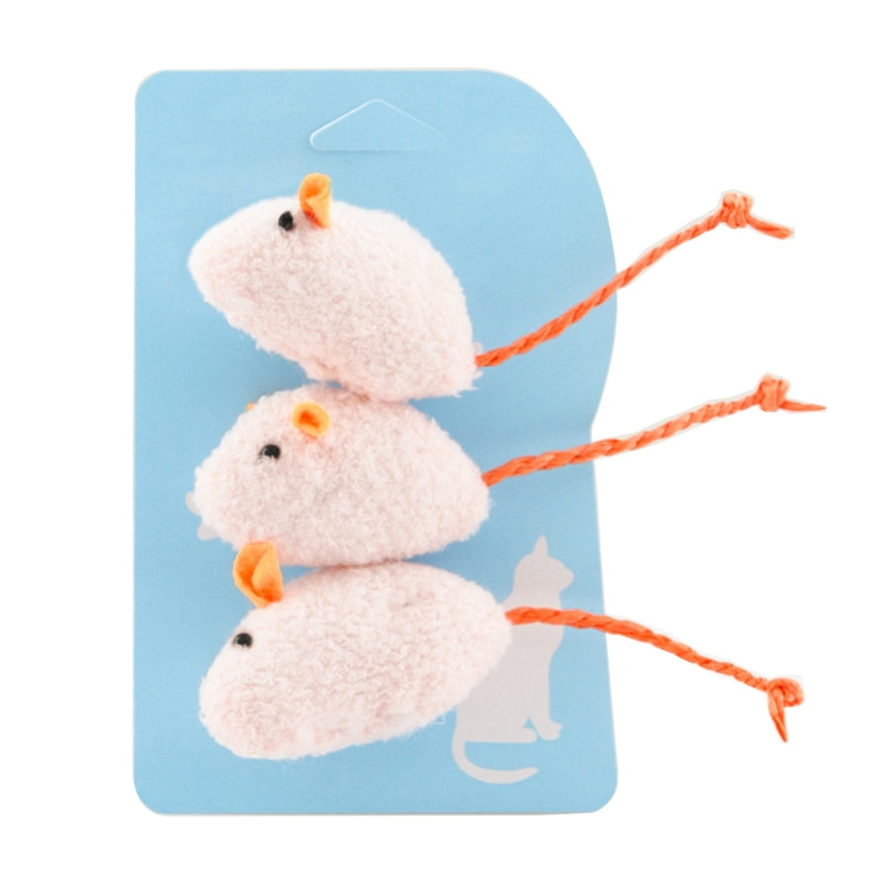 3x Egeres játékok macskáknak Plüss egér Play-Catch interaktív oktatójáték cica P15F számára