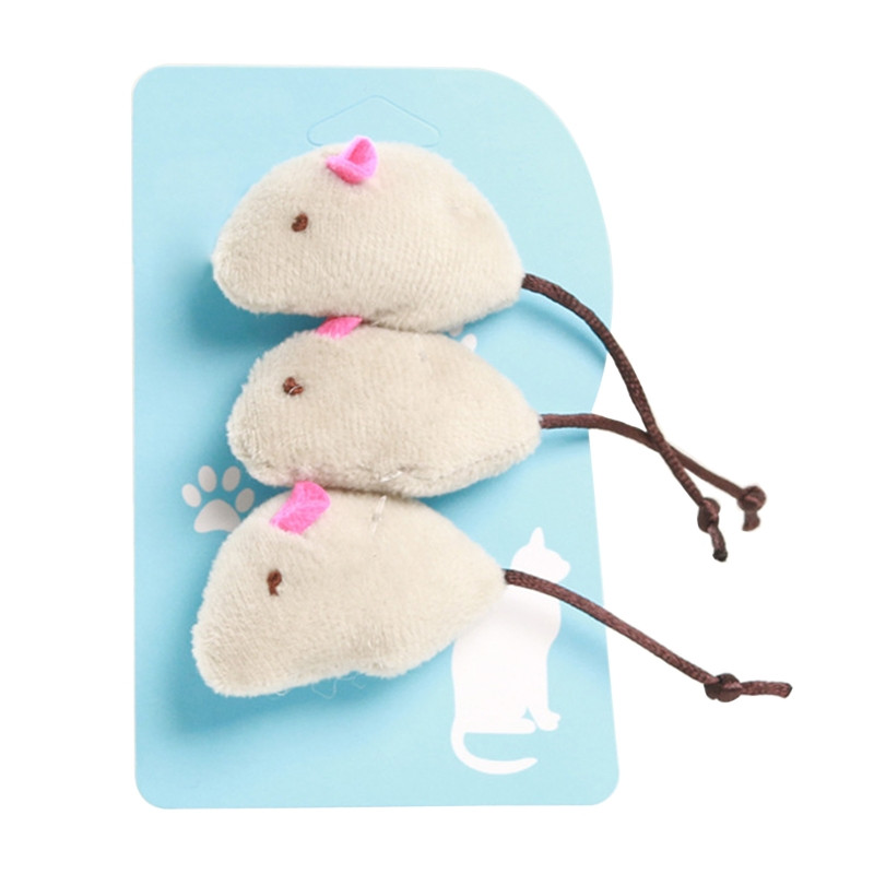 3x Egeres játékok macskáknak Plüss egér Play-Catch interaktív oktatójáték cica P15F számára