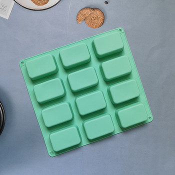 Квадратна силиконова форма за сапун с 12 кухини, свещ, пудинг, бонбони, восък, ароматерапевтична форма, занаятчийска декорация, 3D Направи си сам, ръчно изработен инструмент