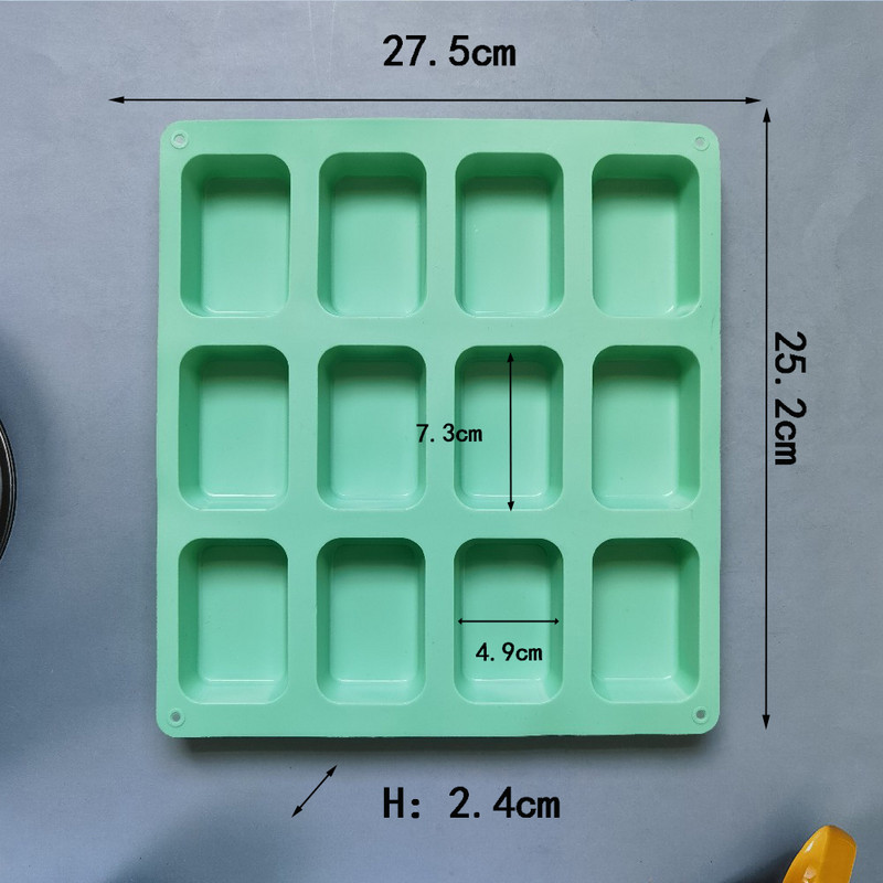 12 üreges négyzet alakú szilikon szappan forma gyertya puding cukorka viasz aromaterápiás forma kézműves díszítő 3D barkács kézi készítő eszköz