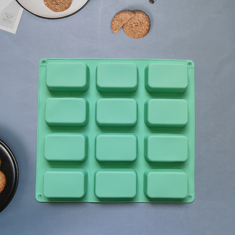 12 üreges négyzet alakú szilikon szappan forma gyertya puding cukorka viasz aromaterápiás forma kézműves díszítő 3D barkács kézi készítő eszköz