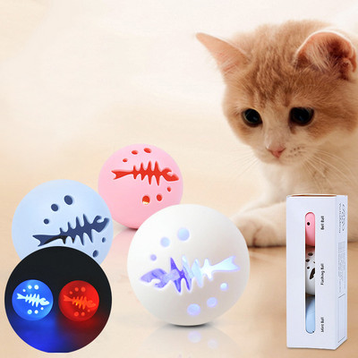 3 τεμ/Παρτίδα παιχνίδι γάτας Rolling Ball Παιχνίδια για σκύλους LED Light Ball Pet Διαδραστική γάτα Rolling Ball Catnip Φωτεινό Funny Toy Toy Catnip